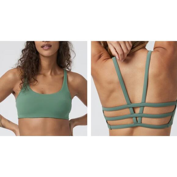 Vuori Women's Yosemite Bra Hedge Green Strappy Cut Out Back Pilates Yoga sz XS - Picture 1 of 6